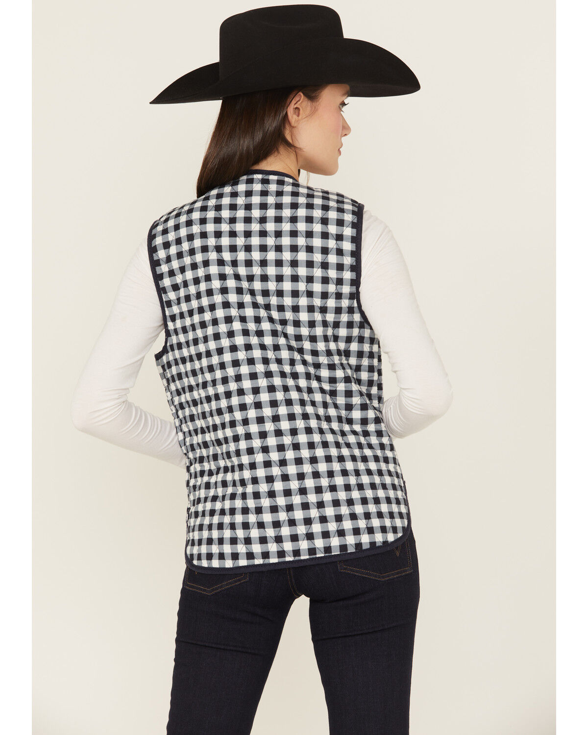 Image #4 - Free People Women's Claudine Gingham Tie Front Vest, Navy, hi-res