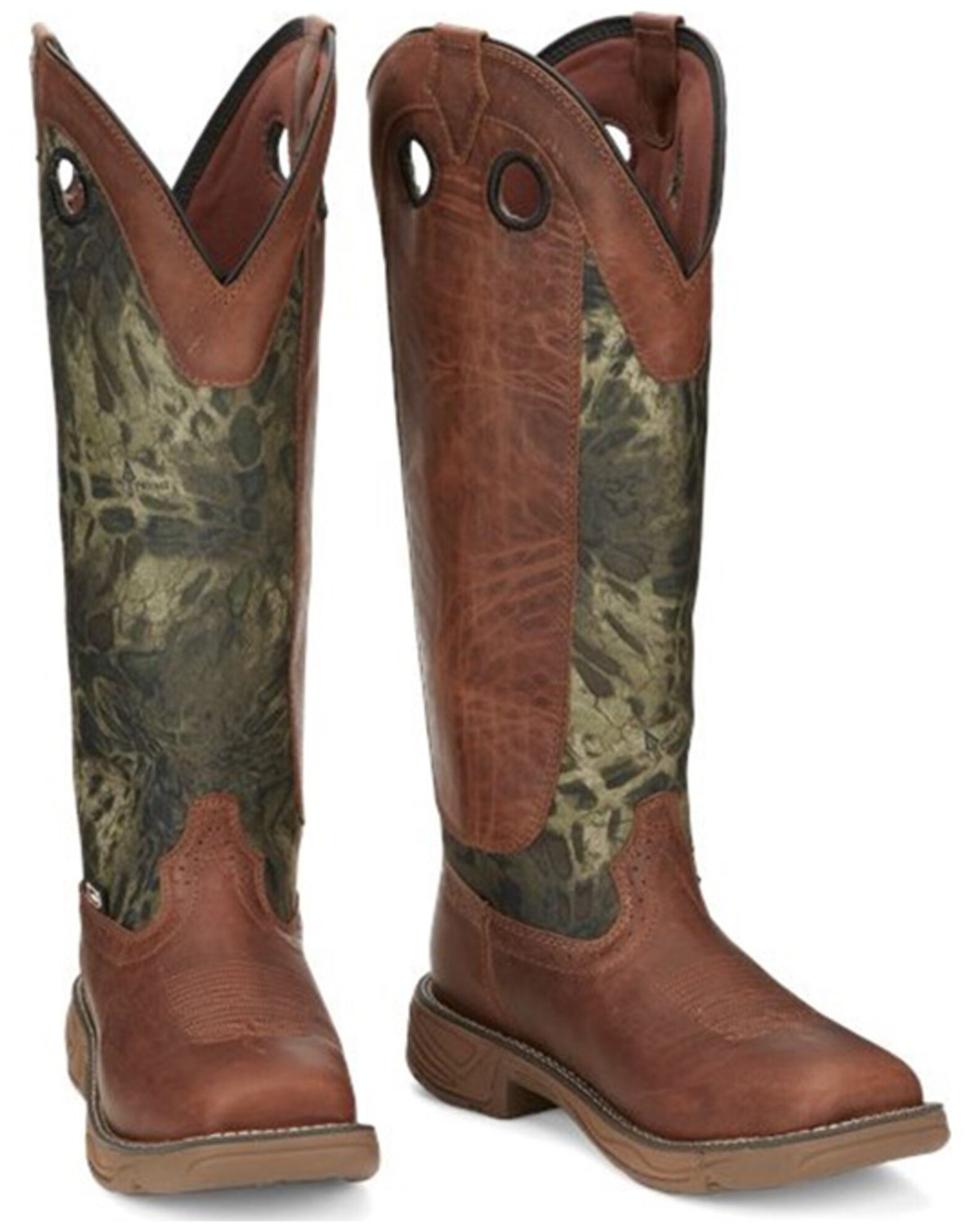 Justin Men s Rush Strike Camo Shaft Leather Pull On Snake Boots Square Toe Country Outfitter
