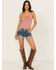 Image #3 - Miss Me Women's Medium Wash Mid Rise Rolled Hem Denim Shorts, Medium Wash, hi-res
