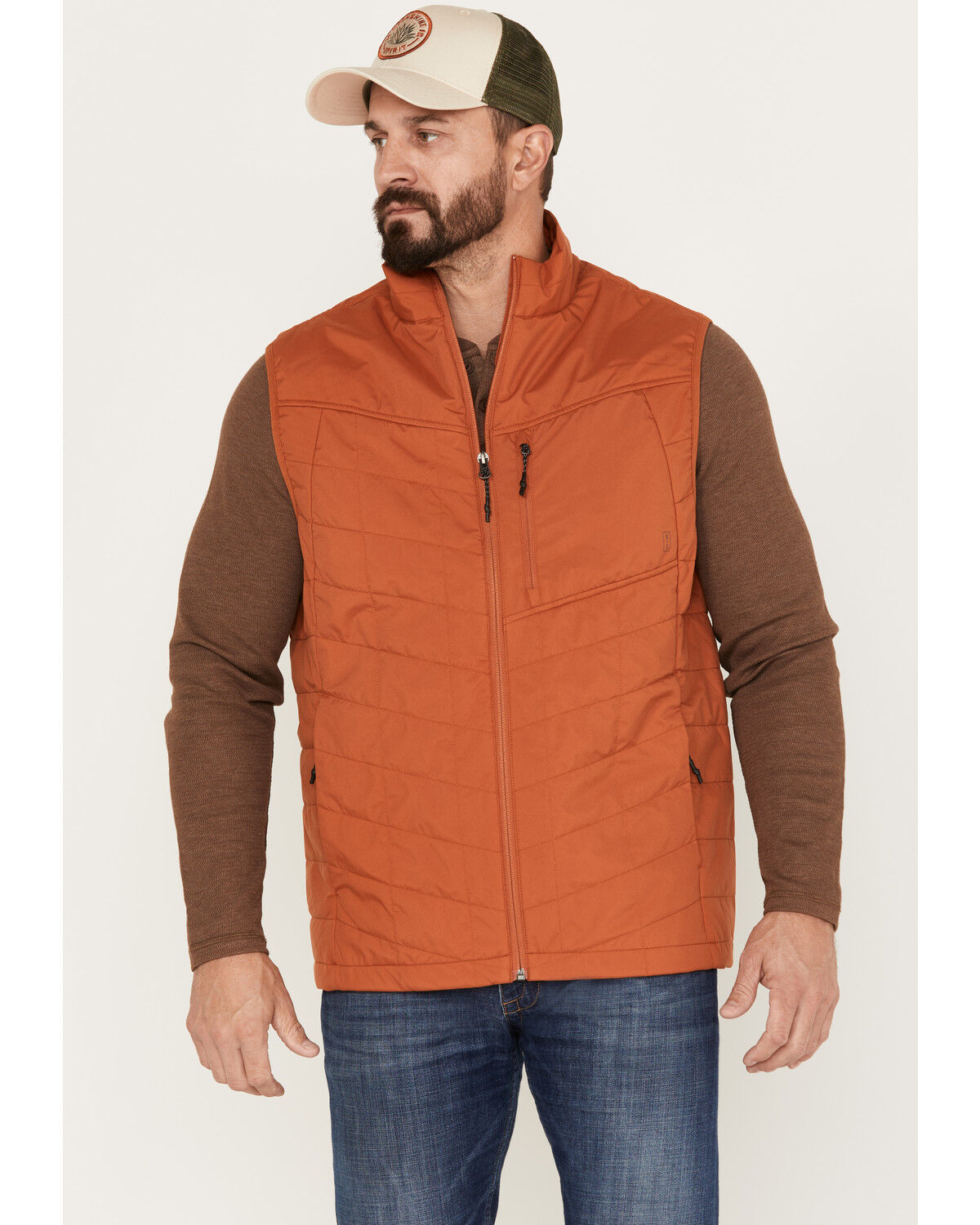 Image #1 - Brothers and Sons Men's Performance Lightweight Puffer Vest, Brown, hi-res