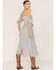 Image #4 - Band of the Free Women's Prism Geo Print Off Shoulder Smocked Wrap Midi Dress, Blue, hi-res
