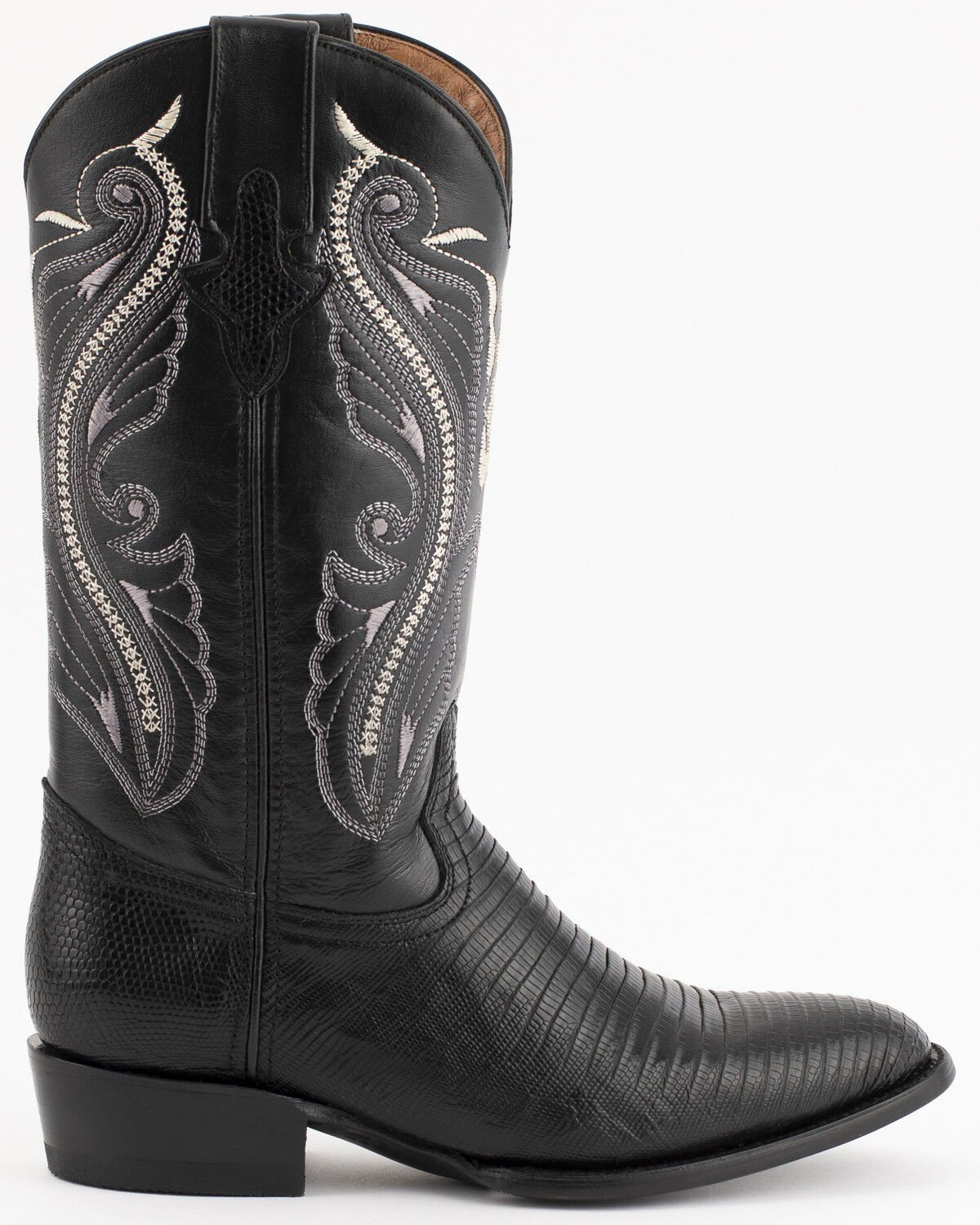Image #2 - Ferrini Men's Exotic Teju Lizard Western Boots - Round Toe, Black, hi-res