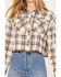Image #3 - Cleo + Wolf Women's Plaid Print Cropped Shirt, Cream, hi-res