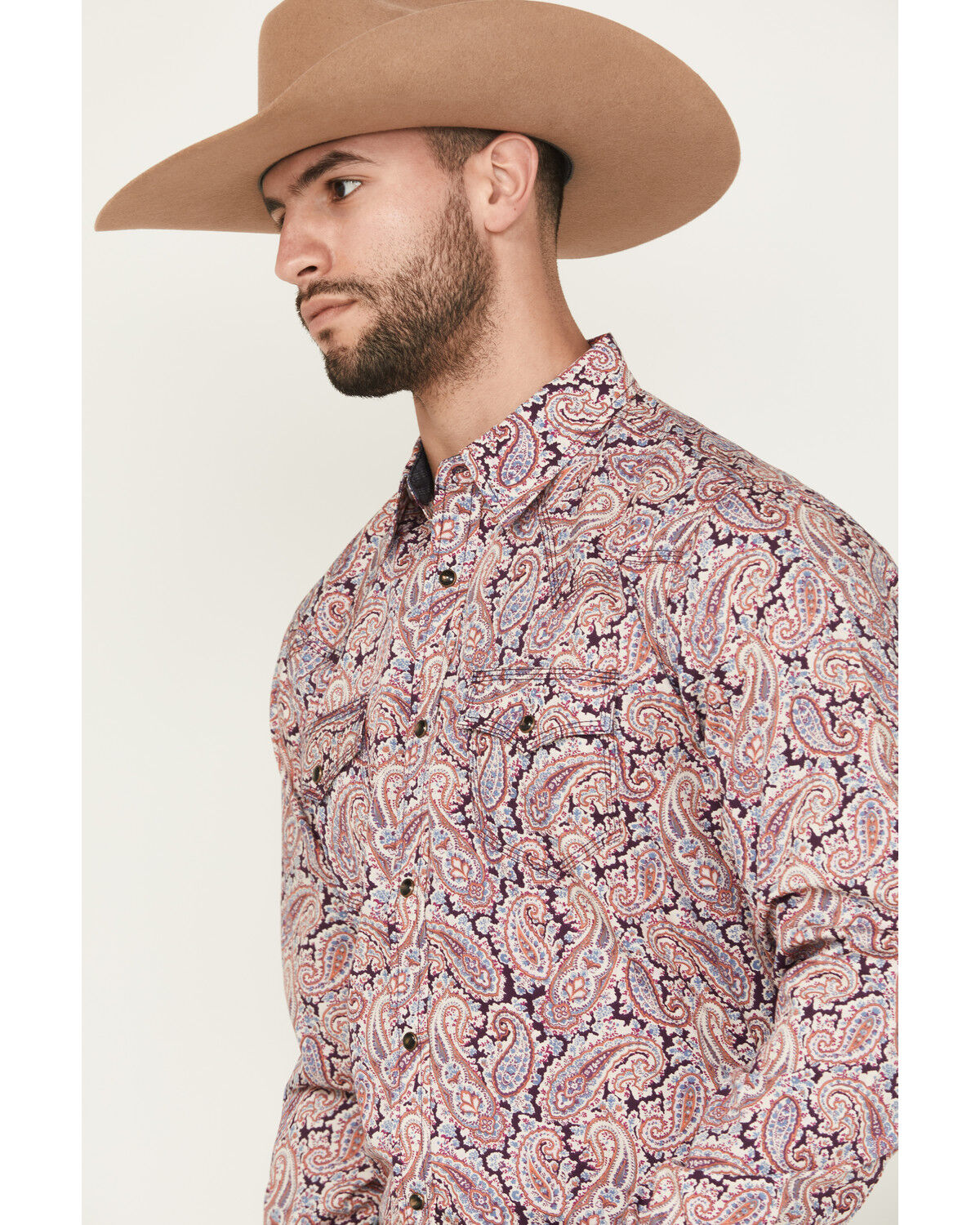 Image #2 - Moonshine Spirit Men's Opre Paisley Print Long Sleeve Snap Western Shirt, Purple, hi-res