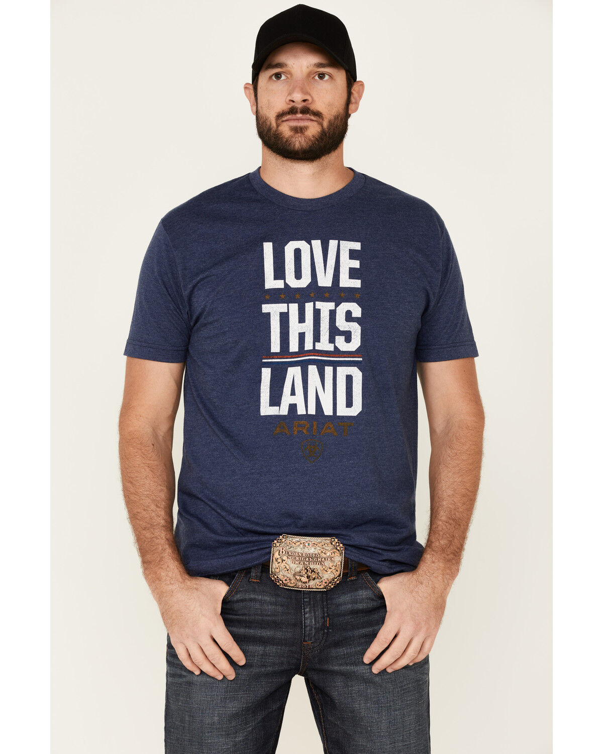 Image #1 - Ariat Men's Navy Love This Land Graphic Short Sleeve T-Shirt, Navy, hi-res