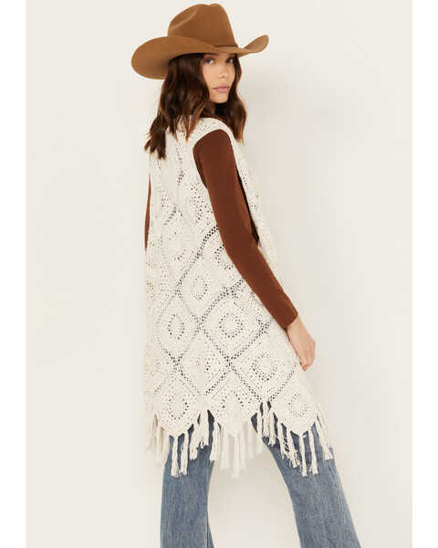 Image #4 - Shyanne Women's Crochet Fringe Vest, White, hi-res