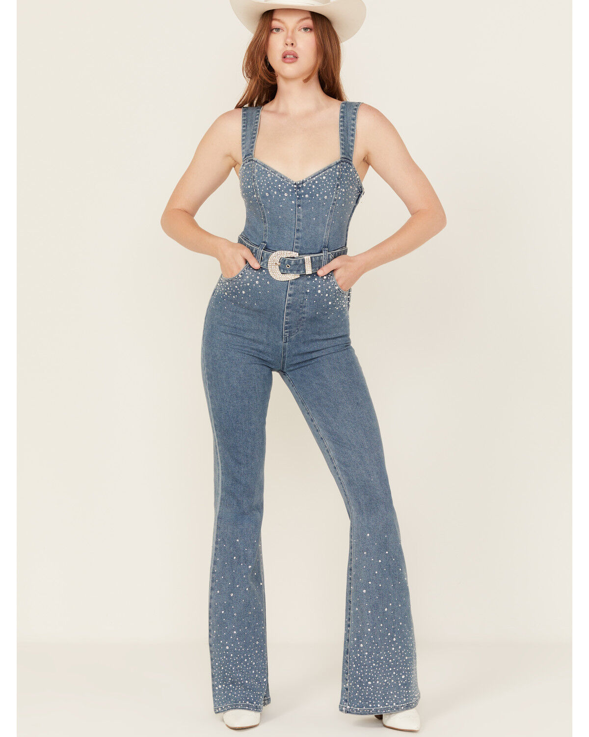 Image #2 - Show Me Your Mumu Women's Venetian Rhinestone Jumpsuit, Blue, hi-res