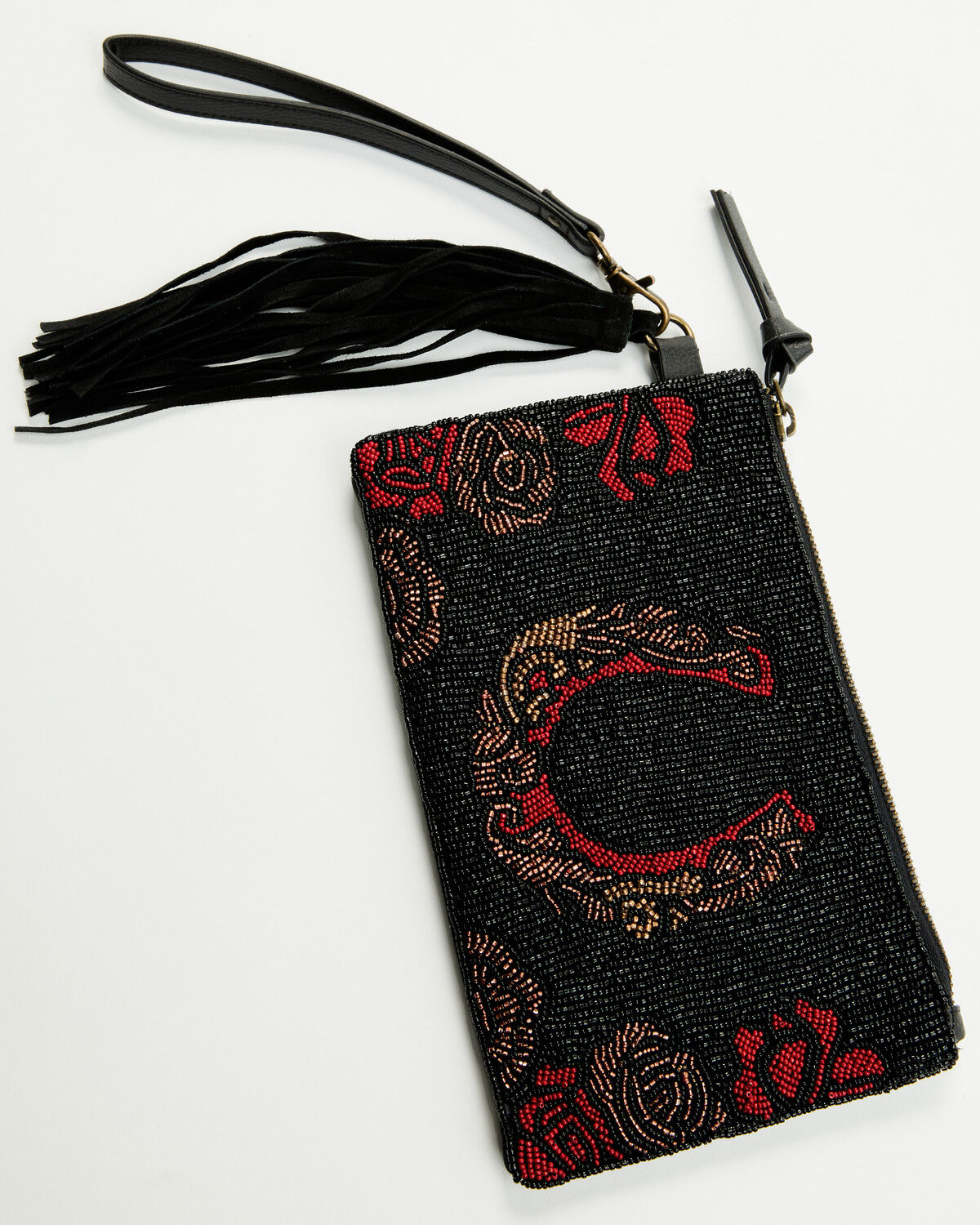 Image #2 - Idyllwind Women's Rose Seed Bead Wristlet Clutch, Black, hi-res
