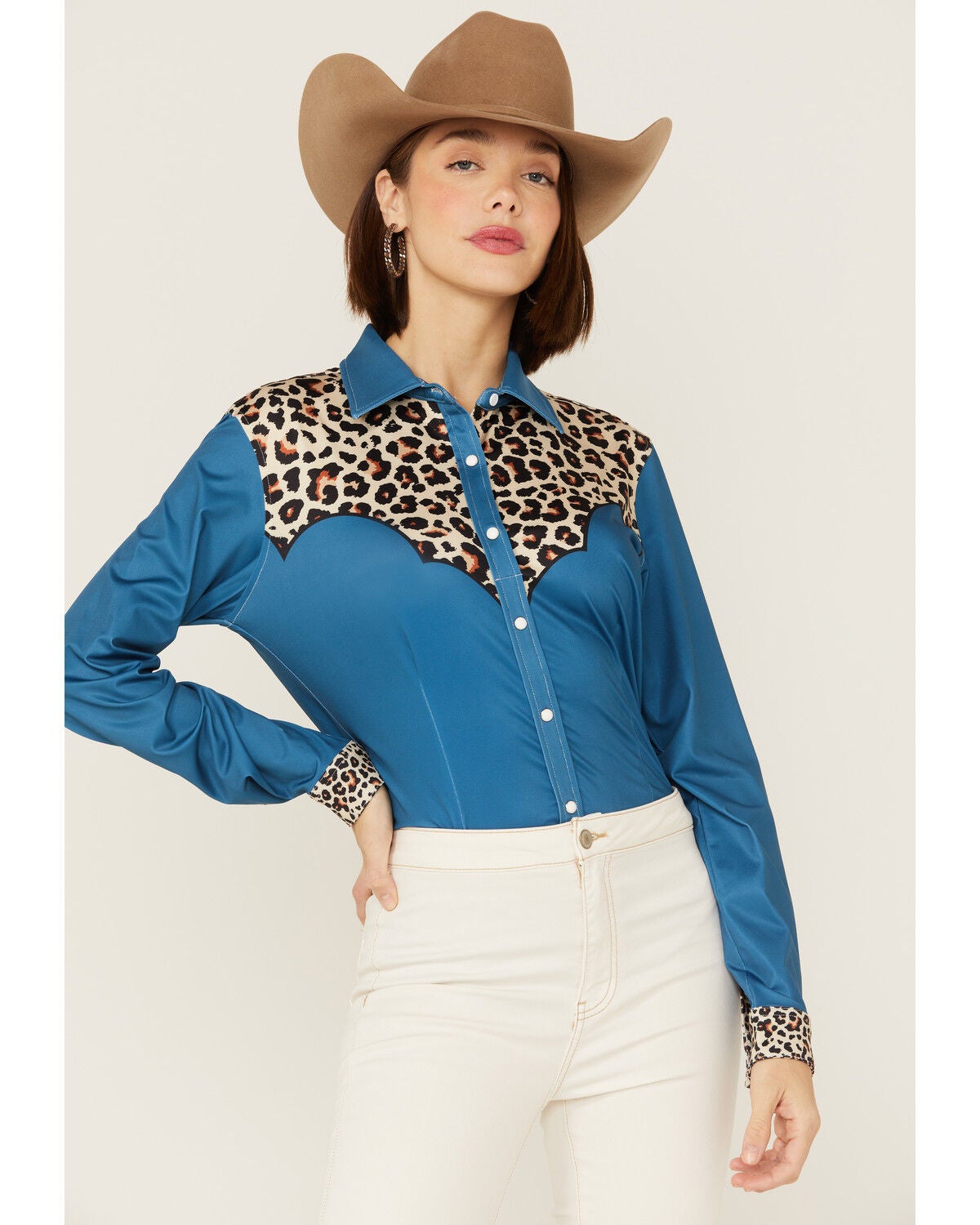 Ranch Dress'n Women's Leopard Yoke Teal 