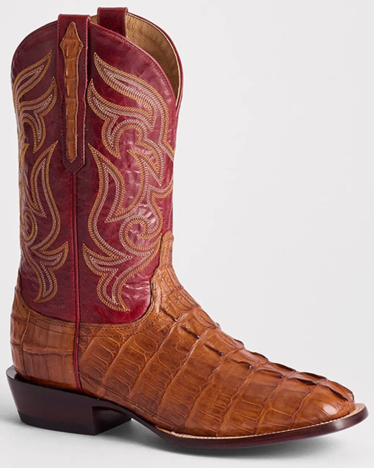 Lucchese Men's Hendrik Exotic Caiman Western Boots - Broad Square Toe, Cognac, hi-res
