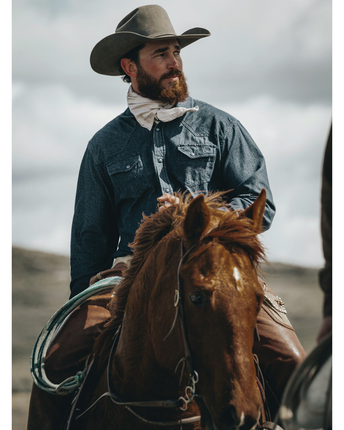 Image #1 - Blue Ranchwear Men's Heavyweight Dark Wash Denim Snap Western Shirt, Dark Blue, hi-res