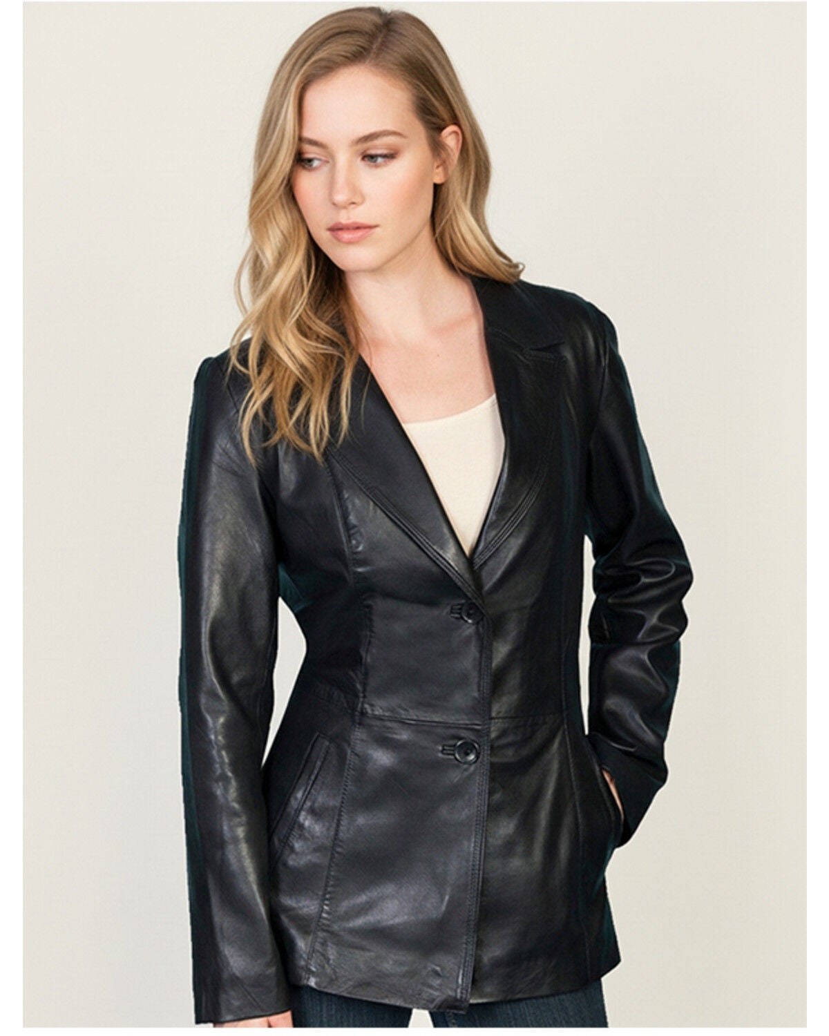 Image #1 - Scully Women's Lamb Leather Blazer, Black, hi-res