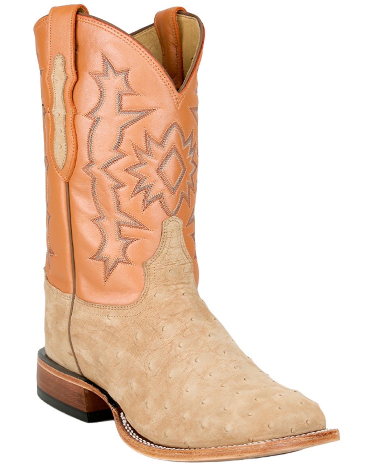 Tony Lama Men's Heritage Carlos Exotic Ostrich Western Boots - Broad Square Toe, Tan, hi-res