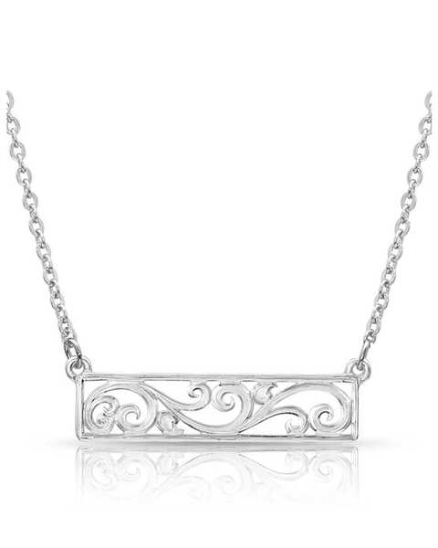 Image #1 - Montana Silversmiths Women's Bar None Scroll Necklace, Silver, hi-res