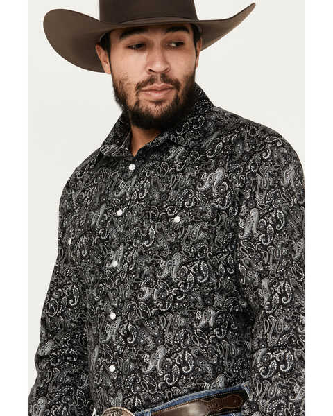 Image #2 - Rough Stock by Panhandle Men's Paisley Print Long Sleeve Snap Stretch Western Shirt, Charcoal, hi-res