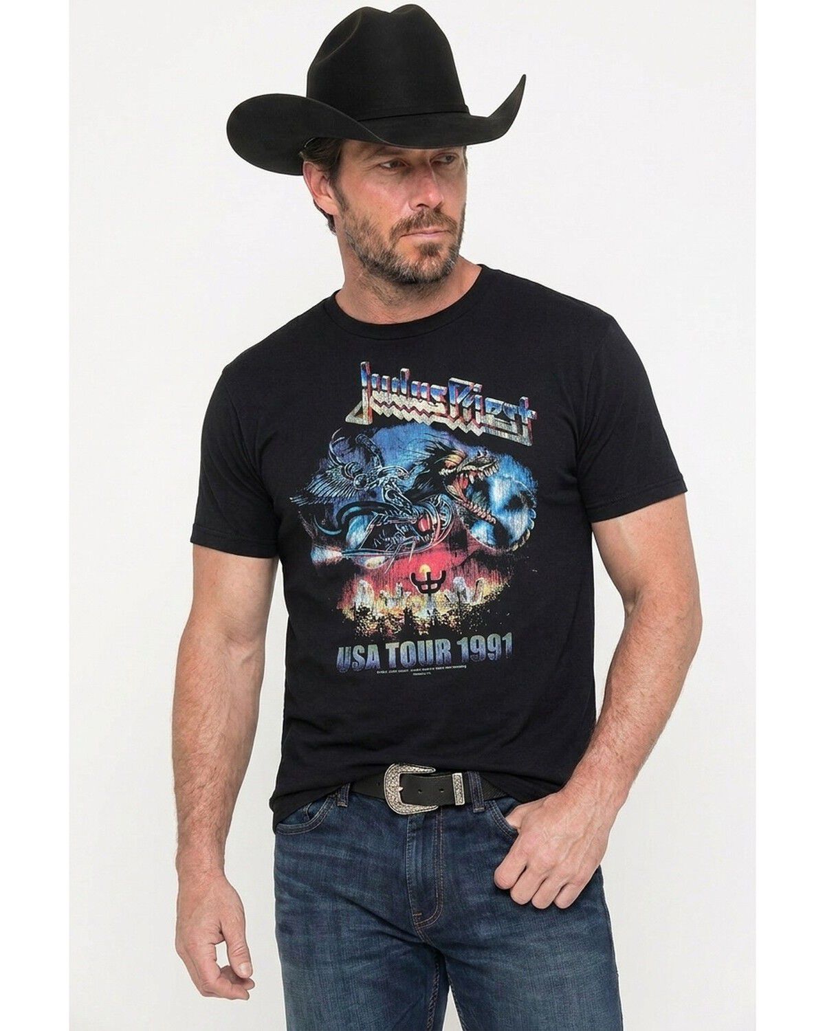 Americana Men's Judas Priest USA Tour Short Sleeve Graphic T-Shirt, Black, hi-res