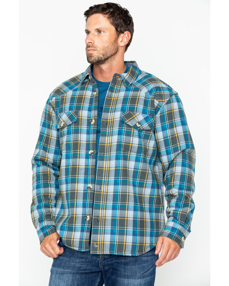 Cody James Men's Buckhorn Bonded Flannel Long Sleeve Western Shirt Jacket , Grey, hi-res