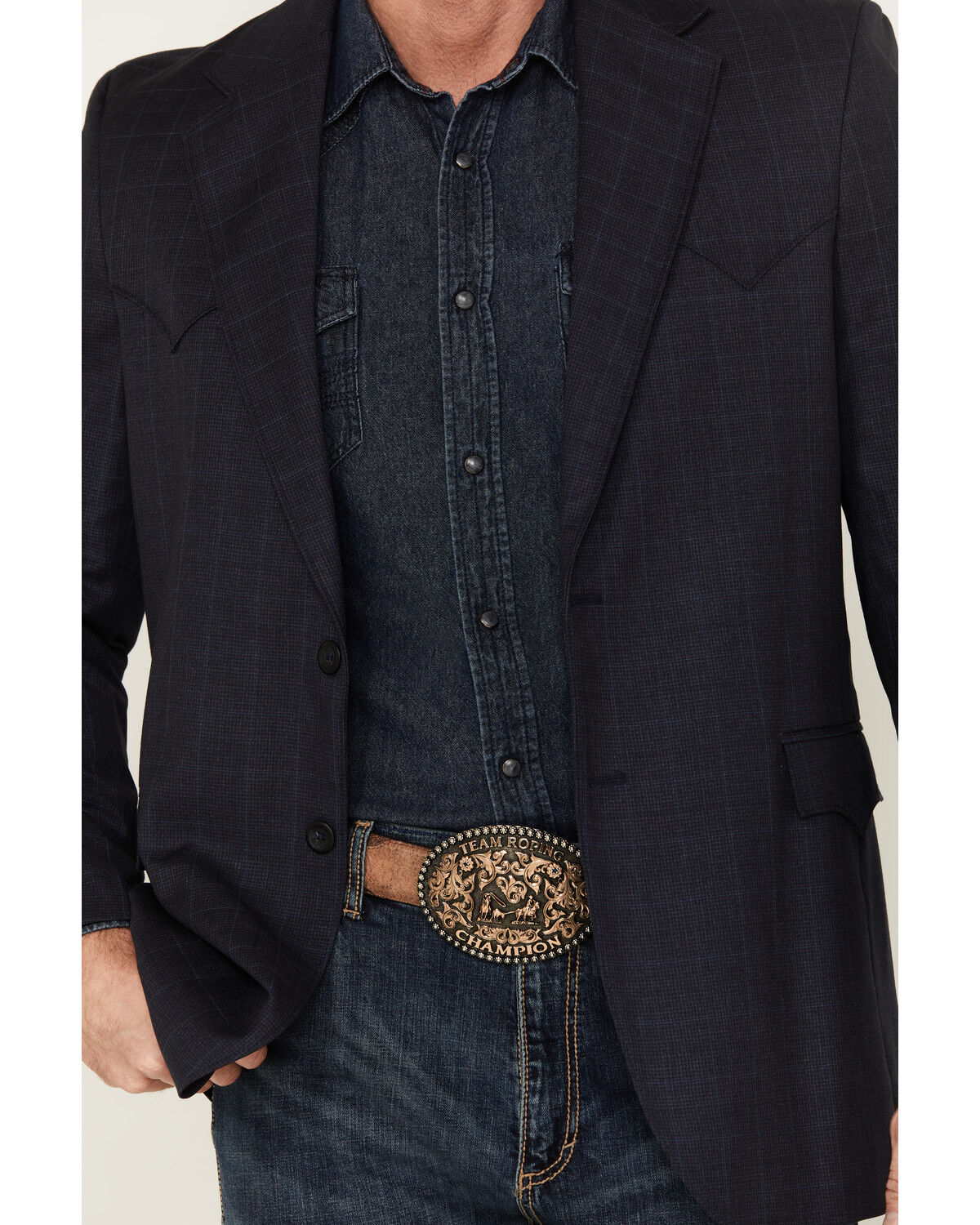 Image #3 - Circle S Men's Lubbuck Window Pane Elbow Patch Sportcoat, Blue, hi-res