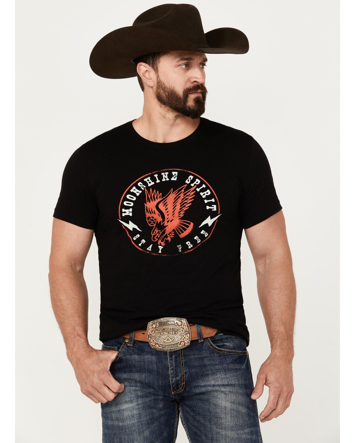 Moonshine Spirit&reg; Men's Eagle Short Sleeve Graphic T-Shirt, Black, hi-res