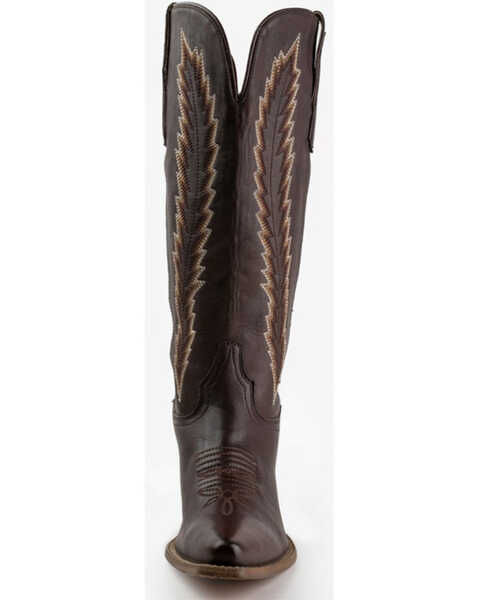Image #4 - Dan Post Women's Mahan Feather Embroidery Western Boots - Snip Toe, Brown, hi-res