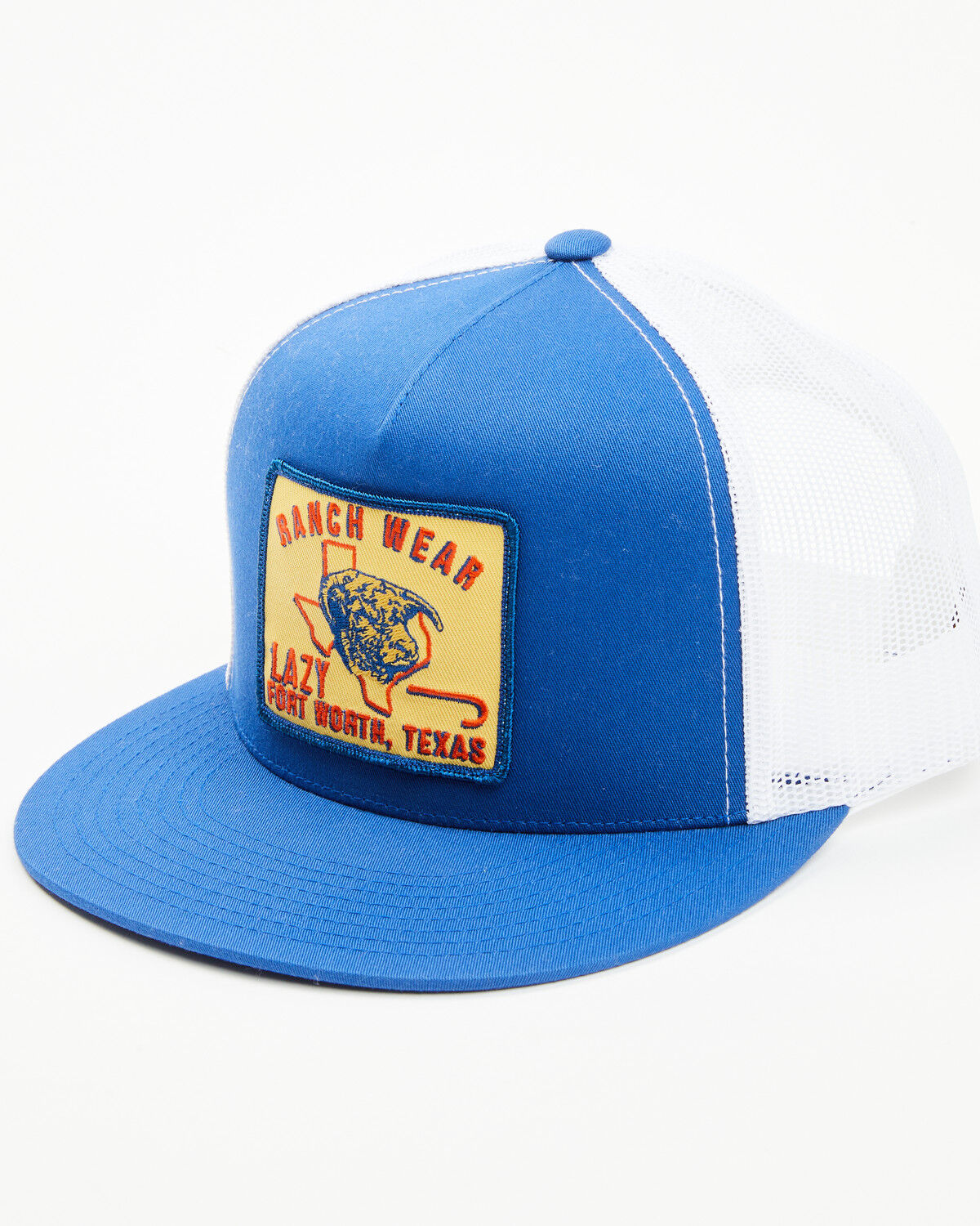 Image #1 - Lazy J Ranch Wear Men's Boot Barn Exclusive Cowtown Logo Ball Cap, Blue/white, hi-res