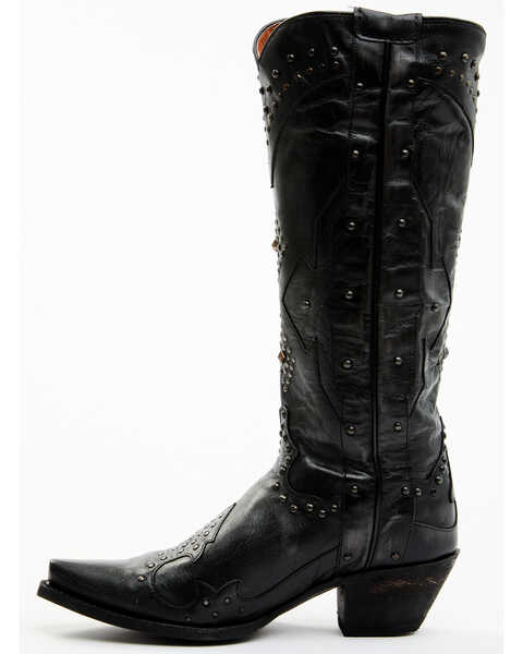 Image #3 - Dan Post Women's Daredevil Studded Tall Western Boots - Snip Toe, Black, hi-res