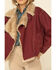 STS Ranchwear Women's Hally Rose Faux Fur Denim Jacket , Maroon, hi-res
