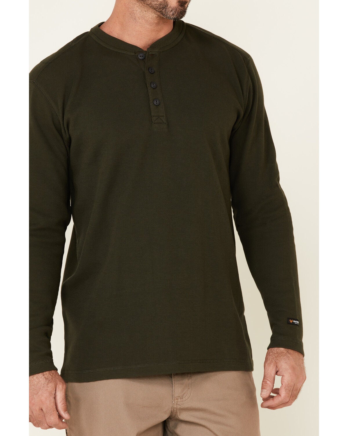Hawx Men's Dark Green Thermal Henley 