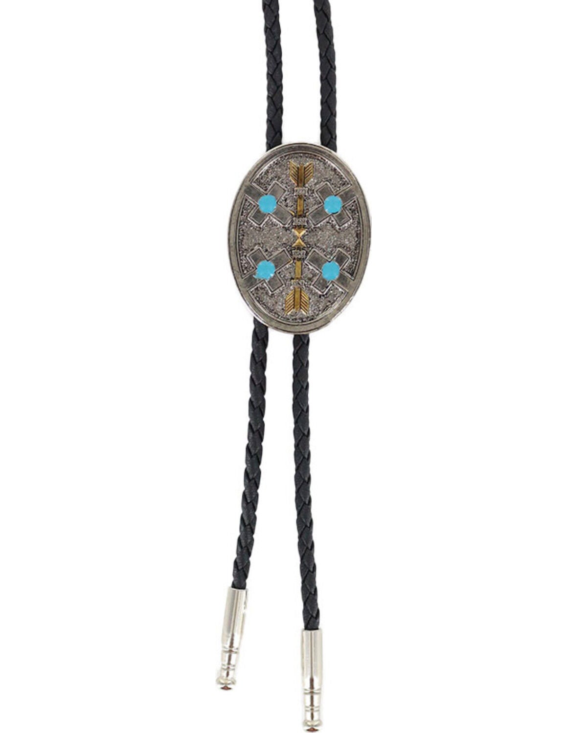 Cody James Men's Oval Arrows Bolo Tie, Silver, hi-res
