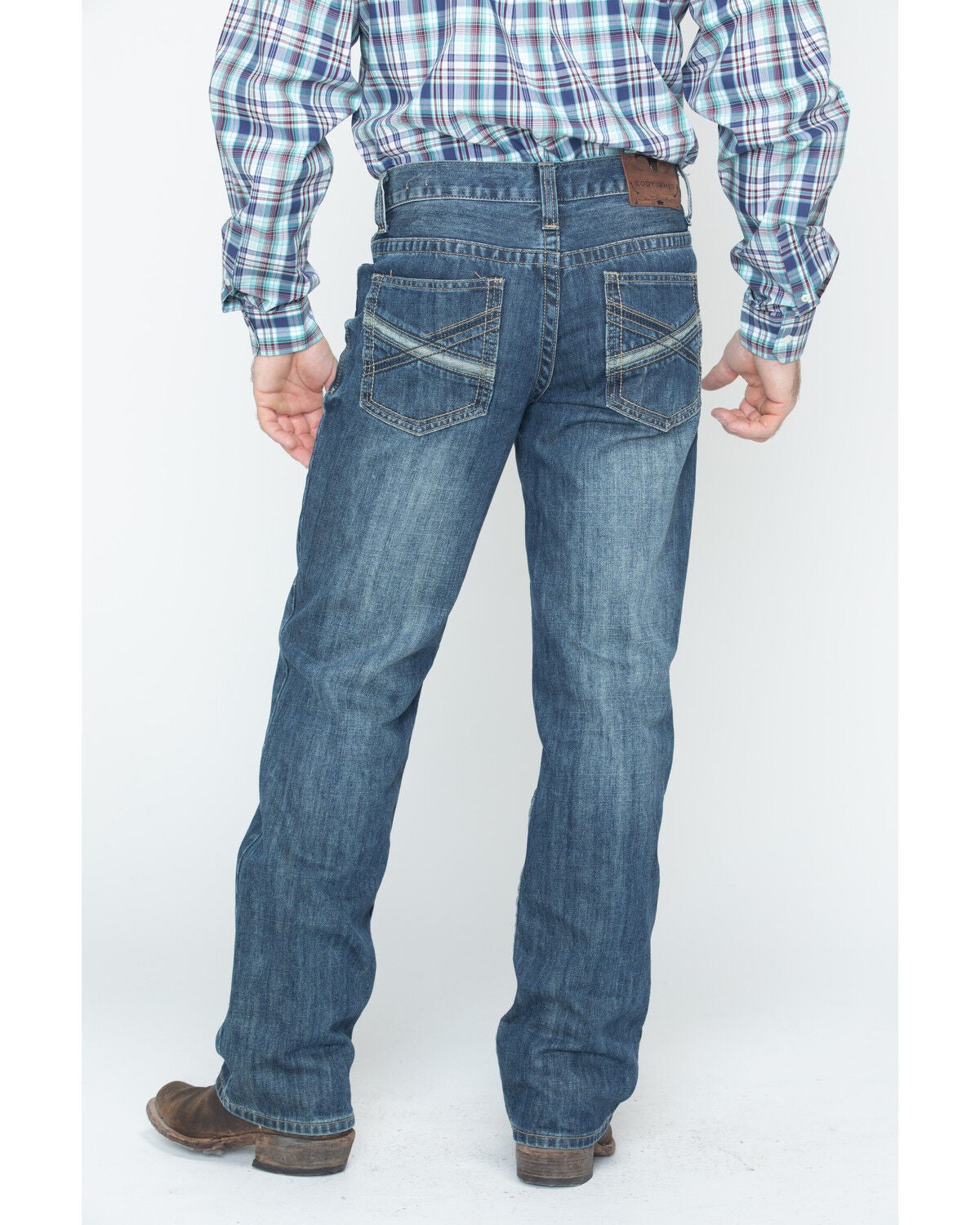 Image #1 - Cody James Men's Brazos Wash Wyatt Slim Bootcut Denim Jeans, Blue, hi-res