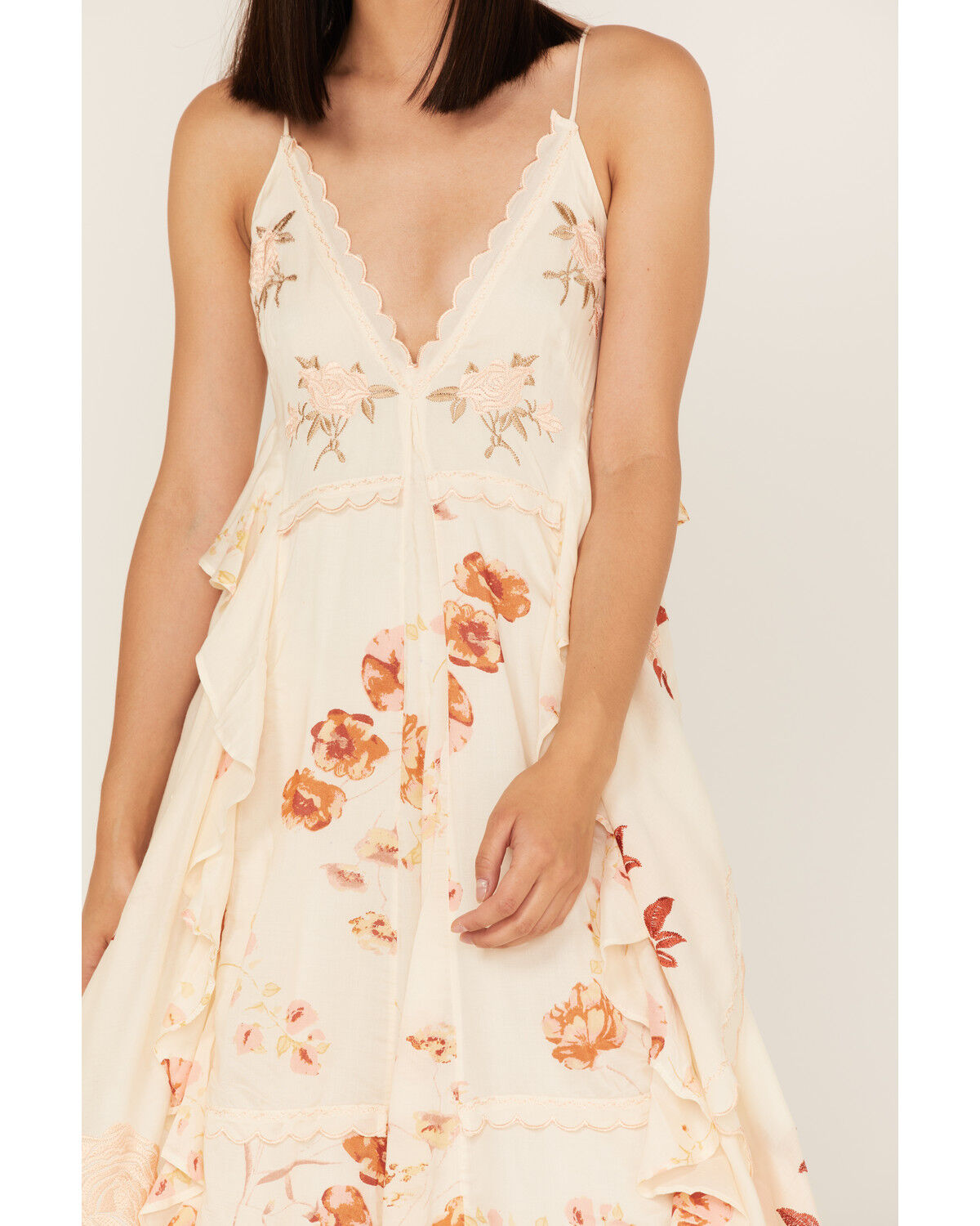 Image #4 - Free People Women's Audrey Embroidered Floral Sleeveless Midi Dress, Ivory, hi-res