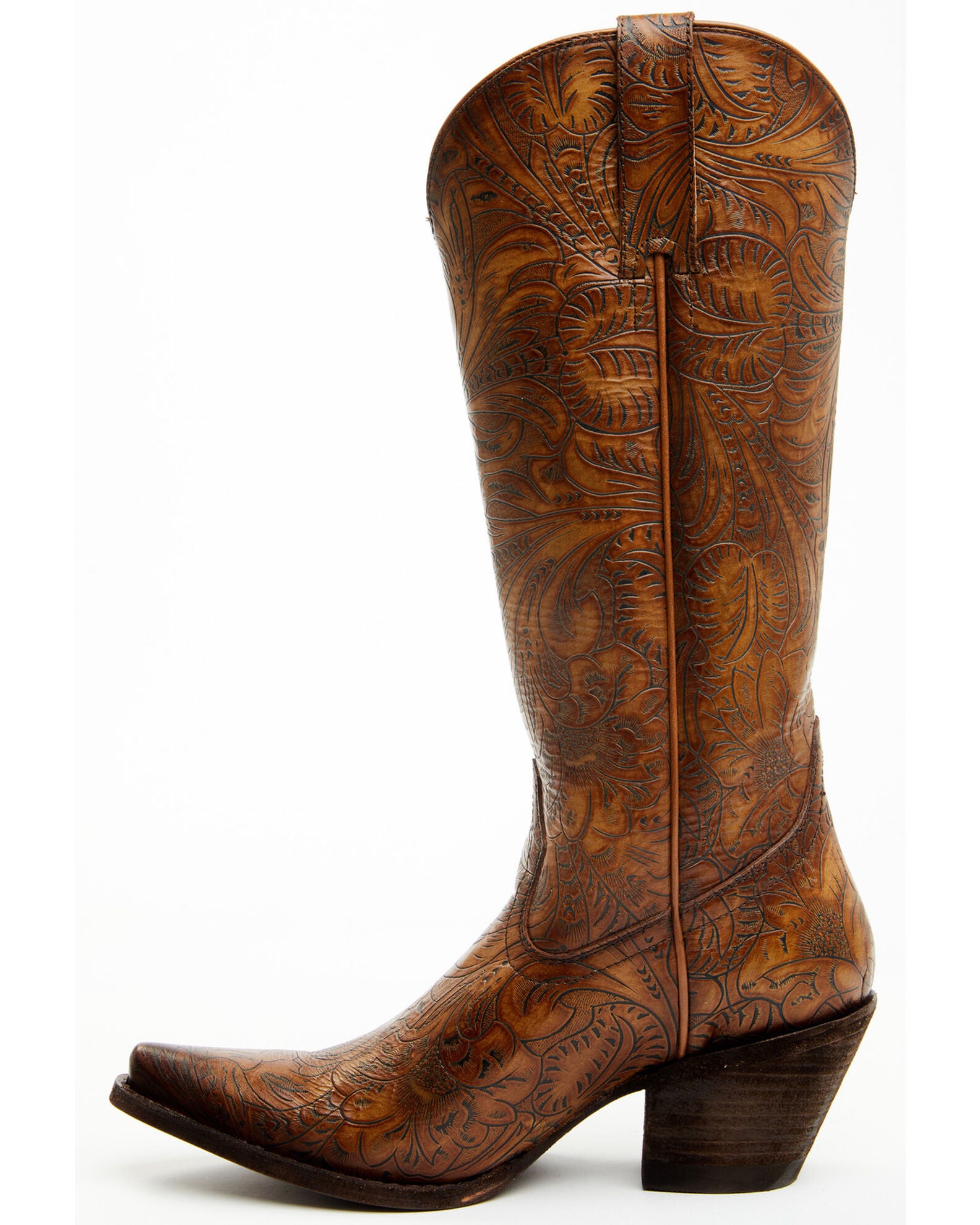 Shyanne Women's Eden Tooled Tall Western Boots - Snip Toe, Brown