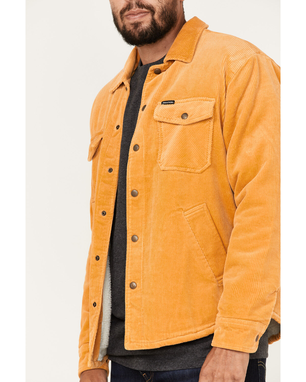 Image #3 - Brixton Men's Durham Sherpa Lined Jacket, Gold, hi-res