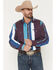 Image #1 - Wrangler Men's Brushpopper Denim Striped Long Sleeve Snap Western Shirt, Multi, hi-res