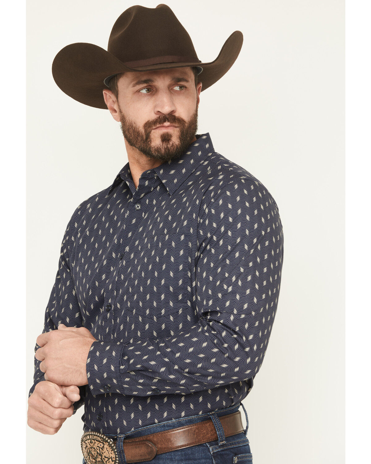 Image #2 - Gibson Trading Co Men's Zig Zag Geo Print Long Sleeve Button-Down Western Shirt - Big, Navy, hi-res
