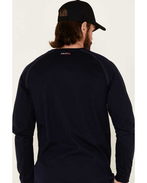 Image #6 - Ariat Men's FR Work Crew Long Sleeve T-Shirt, Navy, hi-res