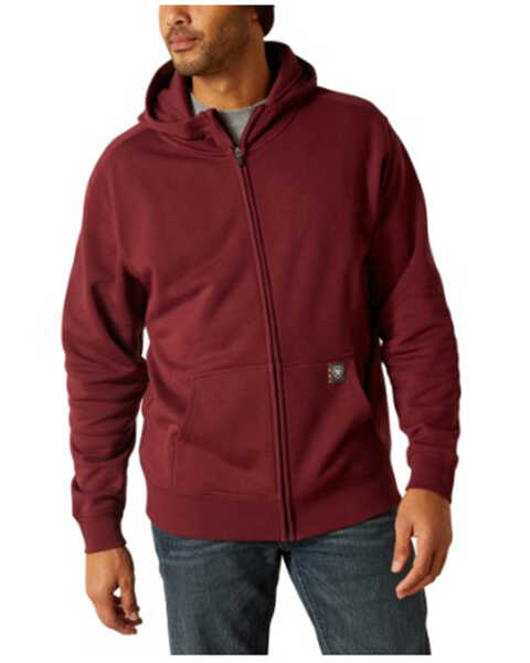 Image #2 - Ariat Men's Rebar Full-Zip Hooded Jacket , Red, hi-res