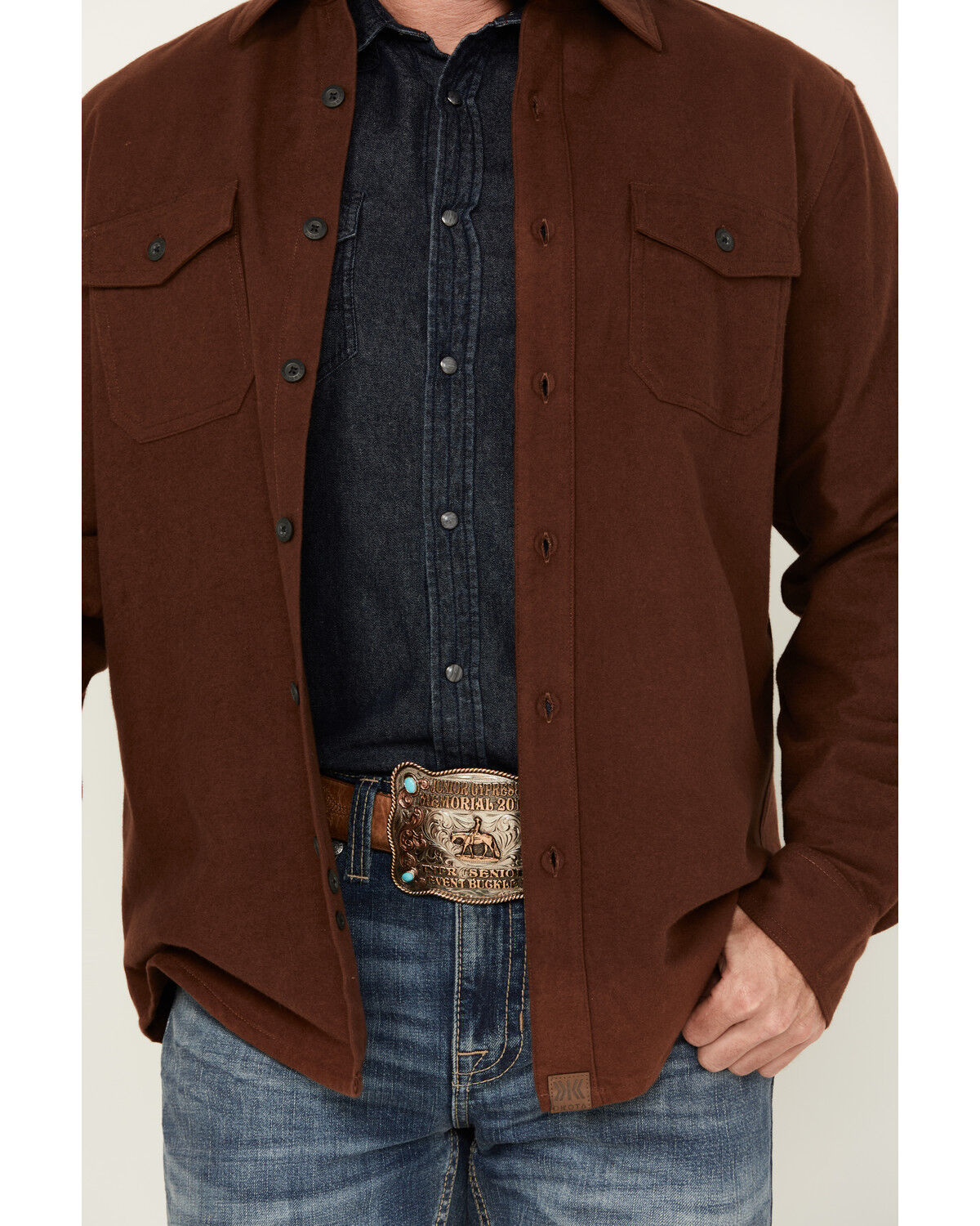 Image #3 - Dakota Grizzly Men's Major Solid Long Sleeve Button-Down Western Shirt, Rust, hi-res