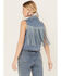 Image #4 - Rock & Roll Denim Women's Medium Wash Cropped Denim Fringe Vest, Blue, hi-res