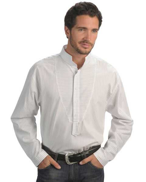 Rangewear by Scully Men's Frontier Stripe Long Sleeve Western Shirt, White, hi-res