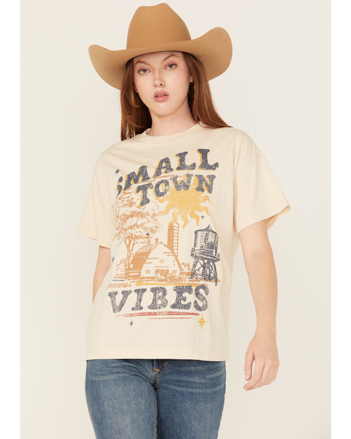 Cleo + Wolf Women's Oversized Short Sleeve Graphic Tee, Sand, hi-res