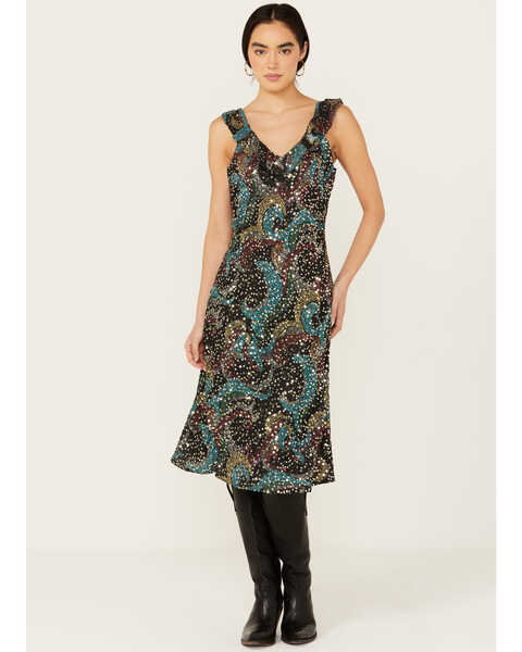 Image #1 - Rock & Roll Denim Women's Sequins Print Slip Dress, Multi, hi-res