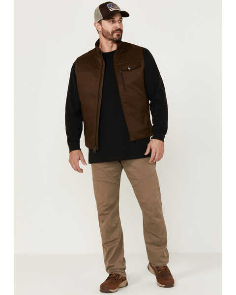 Image #2 - Brothers and Sons Men's Solid Baby Twill CC Zip-Front Vest , Brown, hi-res