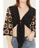 Image #3 - Revel Women's Crochet Tie-Front Long Sleeve Shirt, Black, hi-res