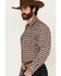 Image #2 - Blue Ranchwear Men's Bryce Plaid Print Long Sleeve Snap Western Shirt, Red, hi-res
