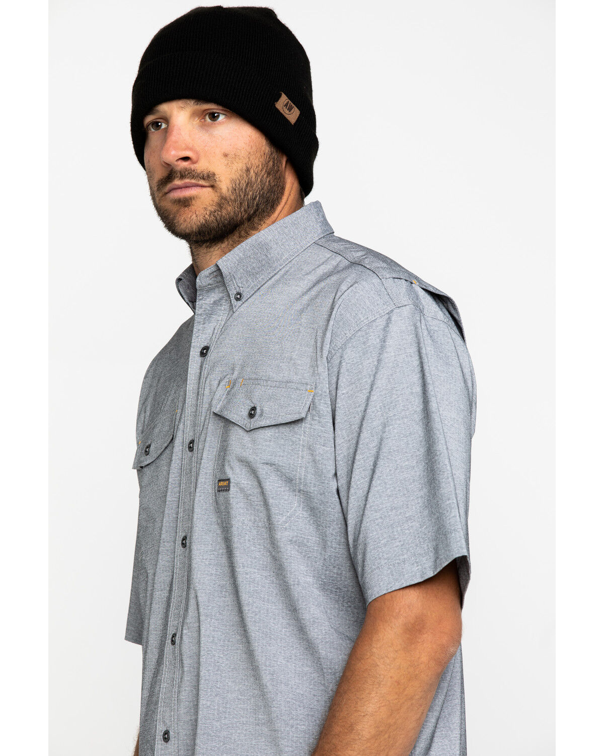 Image #3 - Ariat Men's Grey Rebar Made Tough Durastretch Vent Short Sleeve Work Shirt - Tall, , hi-res