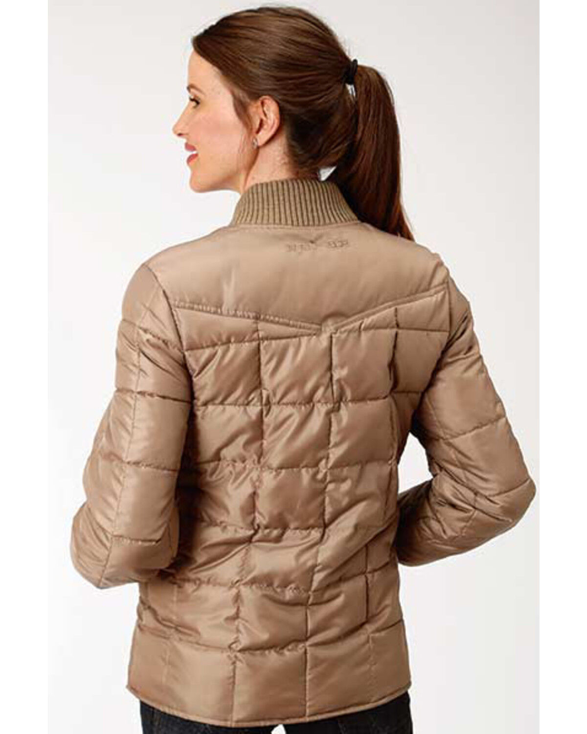 Image #2 - Roper Women's Brown Poly Window Pane Quilted Jacket, Brown, hi-res