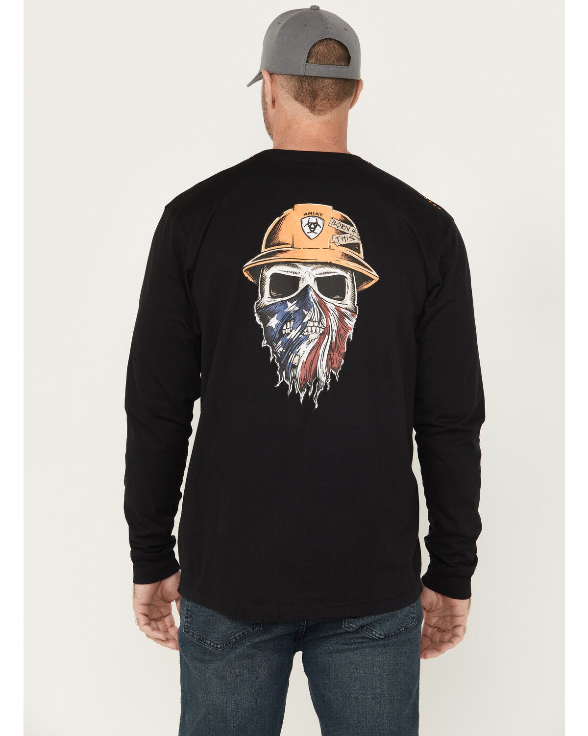 Image #1 - Ariat Men's Rebar Workman Born For This Long Sleeve Graphic T-Shirt, Black, hi-res