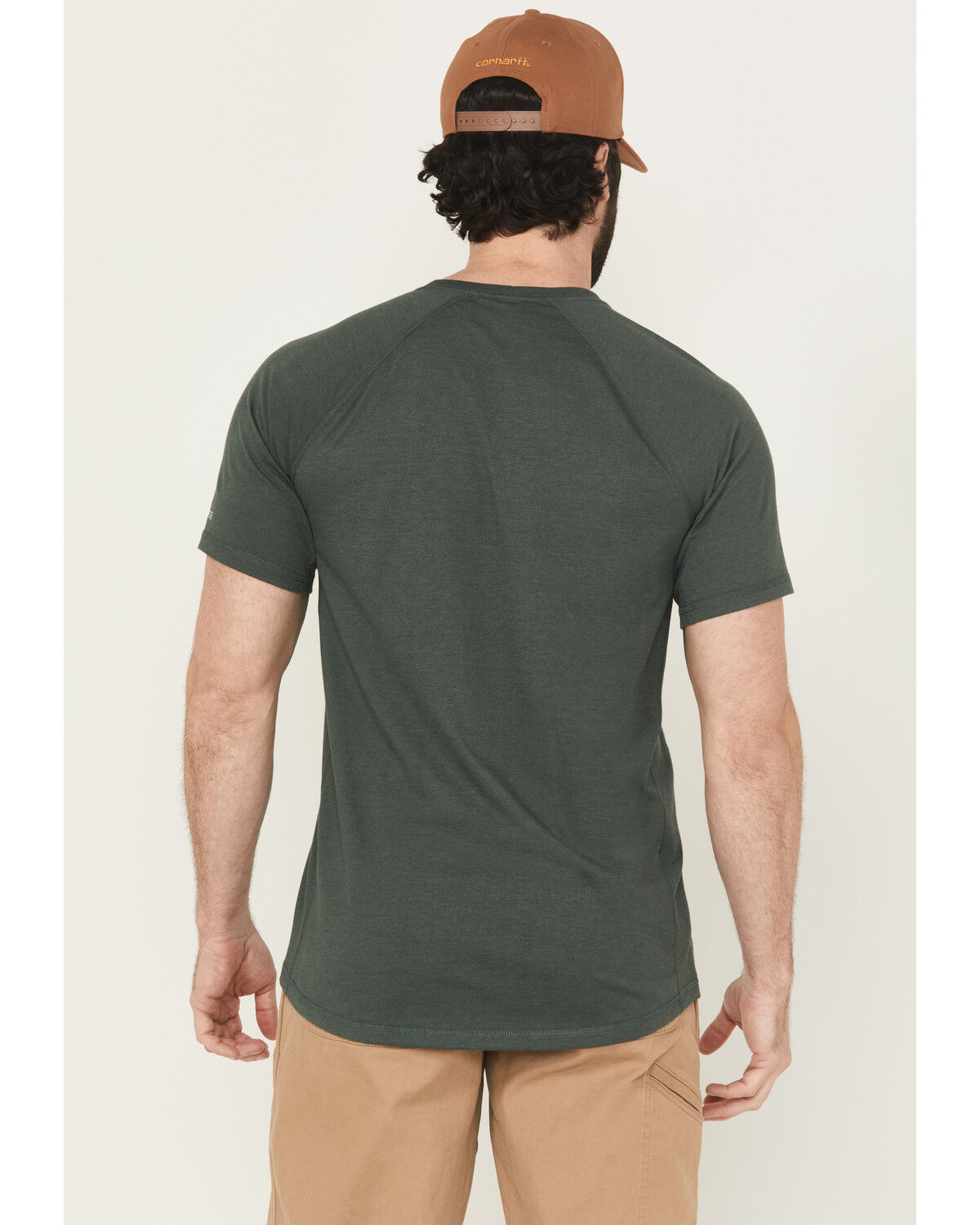 Image #4 - Carhartt Men's Force Relaxed Midweight Logo Pocket Short Sleeve Work T-Shirt, Forest Green, hi-res