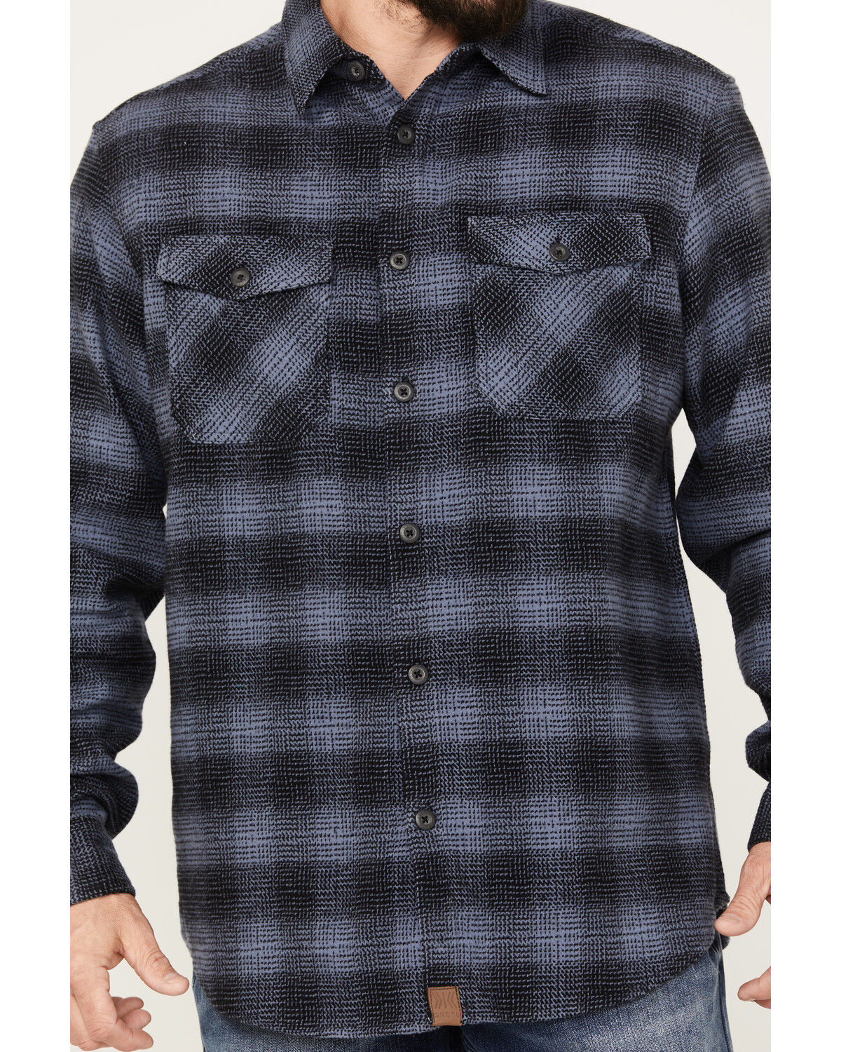 Image #3 - Dakota Grizzly Men's Briggs Plaid Button Down Heavy Western Flannel Shirt, Blue, hi-res
